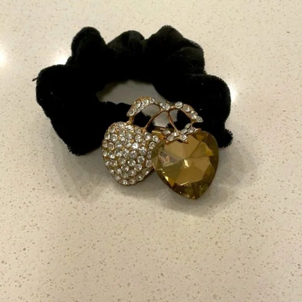 Velvet Scrunchy with Diamonds and Crystal - Picture 5 of 9